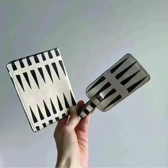 Indigo Black and White Graphic Cute Unisex Travel Passport Holder and Bag Tag - Picture 3 of 7